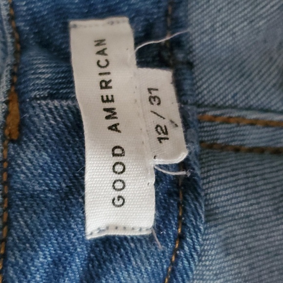 Good American Indigo Snake Print Shiny High-rise Jeans Size 12/31 - Picture 12 of 14